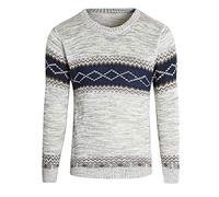 Jersey Jacquard Hombre Cuello Redondo Talla Extra Manga Larga Sweater Blanco L