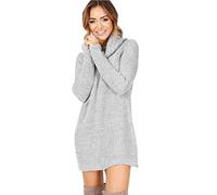 Jersey Largo Mujer Otoño Invierno Elegante Moda Jerseys Lana Cuello Alto Color Sólido Manga Larga Jersey Largo Ropa Slim Fit Elástica Casual Cómodo Pullover Punto Moda Joven