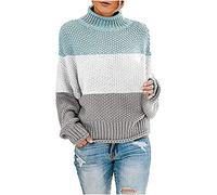 Jersey Largo Mujer Primavera - SuéTer TéRmico De Cuello Con Mangas De MurciéLago A Rayas De Color SóLido Informal De OtoñO E Invierno Para Mujer SuéTer Informal De Punto Acanalado Lana Fina Mujer