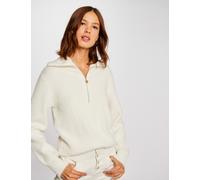 Jersey manga larga cuello con cremallera marfil mujer M