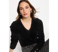 Jersey manga larga punto aterciopelado negro mujer M