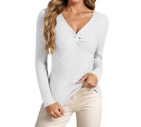 Jersey Mujer Manga Larga,SuéTer De Punto De Color Liso Cuello Entallado Manga Larga para Uso Casual Y BáSico De Diario CaíDa Natural Jersey OtoñO Invierno