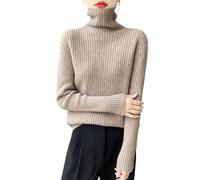 Jersey Mujer Otoño Invierno Cuello Alto Bufanda Caliente Manga Larga Grueso Tejido Punto Cómodo Ropa Invierno(Khaki,X-Small)