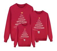 Jersey Navidad Familia Manga Larga Cuello Redondo Estampado de Renos Sudadera Navidad Familiares Informal Ajuste Holgado Pullover Camisetas Cómodo y Suave Tallas Grandes Tops Conjunto Navideño Hombre
