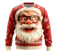 Jersey Navidad Hombre Divertido y Feo - Sudadera Papá Noel Gruñón con Efecto 3D Realista - Suéter Navideño Original de Punto Estampado para Fiesta de Empresa, Nochebuena y (A05-Watermelon Red, XL)
