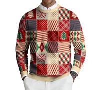 Jersey Navidad Hombre Feo Jersey Navideño Sudadera Ugly Christmas Hortera Sweaters Suéter Manga Larga Tops Gracioso Navideña Sudaderas Men Invierno 3D Impresión Ropa Hot Pink XXL
