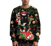 Jersey Navidad Hombre Feo - Jersey Navideño Ugly Sudadera Christmas Sweaters Hortera Sudaderas Manga Larga Tops Gracioso Navideña 3D Impresión Sweater Men Invierno Ropa Green M