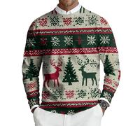 Jersey Navidad Hombre Feo Jerseys Navideños Gracioso Ugly Navideña Sweaters Sudadera Sudaderas 3D Impresión Tops Hortera Christmas Sweater Men Invierno Manga Larga Ropa Dark Green L