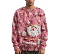 Jersey Navidad Hombre Ugly Jersey Navideño Gracioso Feo Christmas Hortera Sudadera Sweater 3D Impresión Tops Sweaters Navideña Suéter Men Invierno Manga Larga Ropa Red L