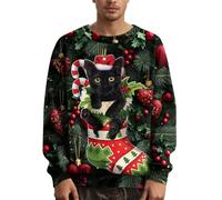 Jersey Navidad Hombre Ugly - Jerseys Navideños Feo Sweaters Christmas Sudadera Gracioso Sweater Manga Larga Tops Hortera Navideña 3D Impresión Suéter Men Invierno Ropa Mint Green L