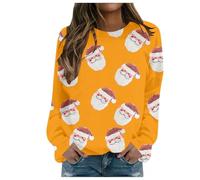 Jersey Navidad Mujer Divertido, Sudadera Para Mujer Sin Capucha, Divertido Manga Larga 3d Patrón Impreso Elástica Ugly Xmas Sweater Holgados Cómodo Moda Retro Sudadera Para Ocasiones Navideñas