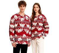 Jersey Navidad Mujer Hombre Perro Navidad Sudadera Divertida Manga Sweatshirt Larga Jersey Navidad Hombres Invierno Top Ugly Christmas Sweater (FR/ES, Letras, L, Regular, Regular)