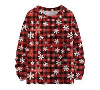 Jersey Navidad Mujer Jersey Navideño Feo Estampado Lentejuelas Blusa Fiesta Otoño Jumper Divertido Talla Grande Funny Top con Brillo Punto Hortera Jerséis Ropa 2#bermellón L