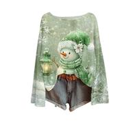 Jersey Navidad Mujer Ugly Christmas Sweater Manga Larga con Brillo Jerséis Fiesta Funny Top Otoño Talla Grande Hortera Blusa Divertido Punto Lentejuelas Jumper Ropa 14#Verde S