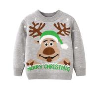Jersey Navidad Niño 1 Año Sudadera Feo - Suéter De Dibujos Animados De Navidad para Niños Prendas De Punto Inferiores para Bebés Otoño E Invierno Novedad (Grey 1-2 Years)