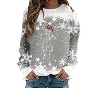 Jersey navideño,Camiseta Navidad Mujer Manga Larga,Christmas Jumpers For Women Crewneck Tops Funny Graphic Snowman Xmas Sweatshirts Sudadera Bolsillo (D-Grey, XXL)