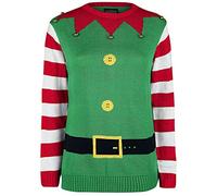 Jersey Navideño Christmas Elf Mujer Christmas Jumper Verde XL, 100% poliacrílico, Regular