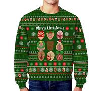 Jersey Navideño Hombre Divertido, Sudadera Navidad Oversize Sudadera con Capucha Hombre Invierno Navidad Divertido Dirty Secret Casual Holgada Cuello Redondo MangaLarga Top