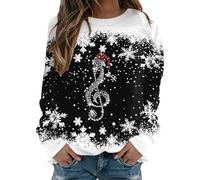 Jersey navideño,Jersey navideño Rock,Christmas Jumpers For Women Crewneck Tops Funny Graphic Snowman Xmas Sweatshirts Sudadera Bolsillo (D-Black, S)