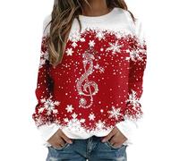 Jersey navideño,Jersey Papa Noel,Christmas Jumpers For Women Crewneck Tops Funny Graphic Snowman Xmas Sweatshirts Sudadera Bolsillo (A-Red, 2XL)