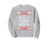 Jersey navideño Marvel Avengers Assemble Sudadera, Unisex para Adultos, Gris Jaspeado, M