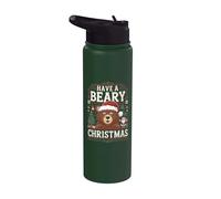 Jersey navideño Merry Christmas Pun - Bear Ugly Christmas Stainless Steel Insulated Water Bottle