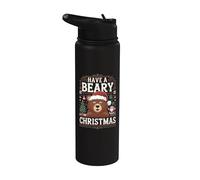 Jersey navideño Merry Christmas Pun - Bear Ugly Christmas Stainless Steel Insulated Water Bottle