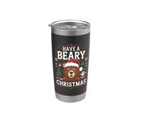 Jersey navideño Merry Christmas Pun - Bear Ugly Christmas Vaso térmico de acero inoxidable de doble pared