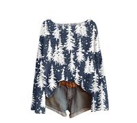 Jersey Navideño Mujer Detalles Ugly Christmas Sweater Jersey Navideño Cuello Redondo Grinch Vestido Navidad Invierno Familia Sudadera Punto Copos De Nieve 2#Marina de Guerra XL
