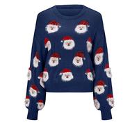 Jersey NavideñO Mujer-Jersey De Punto Mujer Sudaderas De Entrenamiento para Hombre por Encargo De úLtimo DiseñO (Navy, XL)