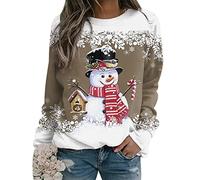Jersey Navideño Mujer Jersey Navidad Jerseys Jerséis Navideños Mujer Sudadera Suéter Navidad Mujer Sudaderas Navideñas Navideña Xmas Merry Christmas Hoodie Jersey Feo Ugly Navidad Pullover Marrón L
