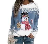 Jersey Navideño Mujer Jersey Navidad Jerseys Jerséis Navideños Mujer Sudadera Suéter Navidad Mujer Sudaderas Navideñas Navideña Xmas Merry Christmas Hoodie Jersey Feo Ugly Navidad Pullover Azul 3XL