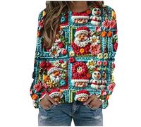 Jersey Navideño Mujer Mode Sudaderas Divertido Navidad Ugly Sudadera Pullover Sweatshirt Christmas Jumper Top Suave Cálida Xmas Blusas Bonita Camiseta Navidad Talla Grande