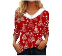 Jersey Navideño Mujer Sudadera Navidad Mujer Camiseta Arbol Navideño Estampado Jersey Pullover Christmas Jumper Blusas Adolescente Chica Sudadera Navideña Talla Grande Año Nuevo