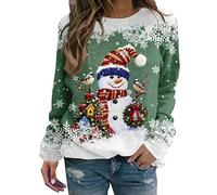 Jersey Navideño Mujer Sudaderas De Estampado Jersey navideño Sudaderas Navideñas para Mujer Sudadera De Manga Larga Sudadera de Cuello Redondo Camisetas Gran Tamaños