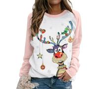 Jersey Navideño Mujer Ugly Christmas Jersey Reno Feo Navidad Mujer Jerseys Navideños Sudadera Navideña Sudaderas Navideñas Pullover Sweatshirt Divertido Gracioso Talla Grande Invierno Tallas Grandes