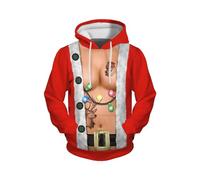 Jersey navideño para hombre, suéter de Navidad divertido con capucha, duende de Navidad, con estampado de duendes navideños, con diseño navideño, cálido, para fiesta de Navidad, Oro Rosa, XXL