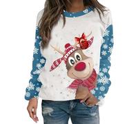 Jersey Navideño para Mujer con Estampado de Reno Rudolph Sudadera Divertida de Feliz Navidad Abrigo Cálido para Fiestas de Vacaciones
