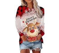Jersey Navideño para Mujer con Estampado de Reno Rudolph Sudadera Divertida de Feliz Navidad Abrigo Cálido para Fiestas de Vacaciones