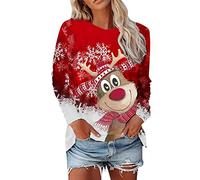 Jersey Navideño para Mujer con Estampado de Reno Rudolph Sudadera Divertida de Feliz Navidad Abrigo Cálido para Fiestas de Vacaciones