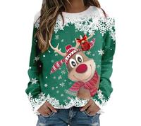 Jersey Navideño para Mujer con Estampado de Reno Rudolph Sudadera Divertida de Feliz Navidad Abrigo Cálido para Fiestas de Vacaciones