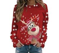 Jersey Navideño para Mujer con Estampado de Reno Rudolph Sudadera Divertida de Feliz Navidad Abrigo Cálido para Fiestas de Vacaciones