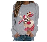 Jersey Navideño para Mujer con Estampado de Reno Rudolph Sudadera Divertida de Feliz Navidad Abrigo Cálido para Fiestas de Vacaciones