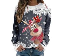 Jersey Navideño para Mujer con Estampado de Reno Rudolph Sudadera Divertida de Feliz Navidad Abrigo Cálido para Fiestas de Vacaciones