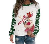 Jersey Navideño para Mujer con Estampado de Reno Rudolph Sudadera Divertida de Feliz Navidad Abrigo Cálido para Fiestas de Vacaciones