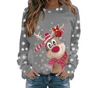 Jersey Navideño para Mujer con Estampado de Reno Rudolph Sudadera Divertida de Feliz Navidad Abrigo Cálido para Fiestas de Vacaciones