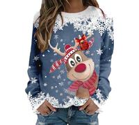 Jersey Navideño para Mujer con Estampado de Reno Rudolph Sudadera Divertida de Feliz Navidad Abrigo Cálido para Fiestas de Vacaciones