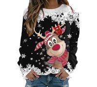Jersey Navideño para Mujer con Estampado de Reno Rudolph Sudadera Divertida de Feliz Navidad Abrigo Cálido para Fiestas de Vacaciones