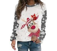 Jersey Navideño para Mujer con Estampado de Reno Rudolph Sudadera Divertida de Feliz Navidad Abrigo Cálido para Fiestas de Vacaciones