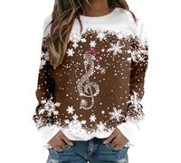 Jersey navideño,suéter navideño Familia,Christmas Jumpers For Women Crewneck Tops Funny Graphic Snowman Xmas Sweatshirts Sudadera Bolsillo (D-Coffee, XXL)